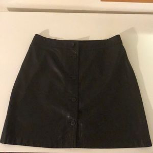 Madewell leather button front skirt
